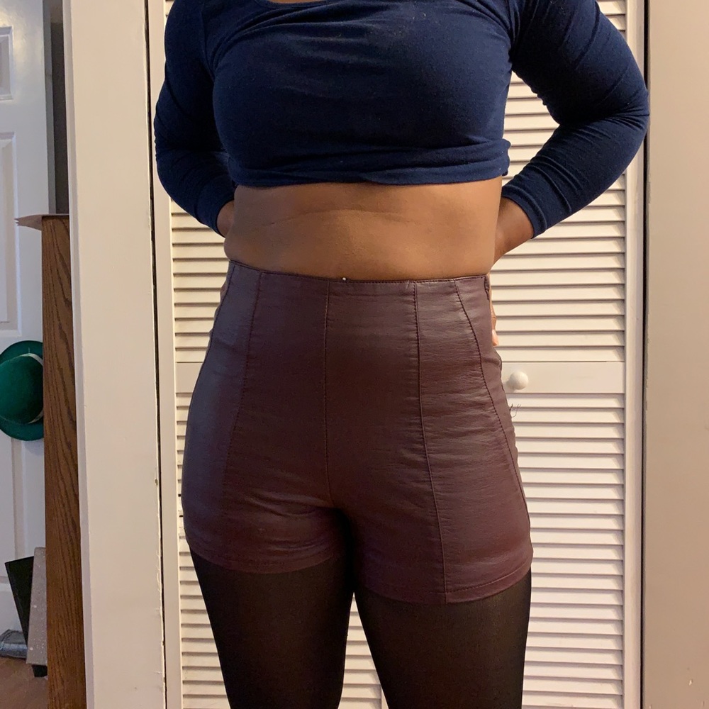 Faux leather shorts